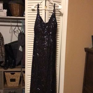 Long sequin gown with slit